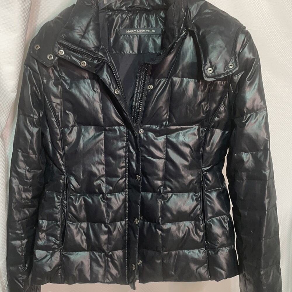 Marc New York xl black full zip hood pockets euc